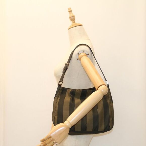 Fendi Pequin Brown Synthetic Shoulder Bag (Pre-Owned) - Picture 7 of 12